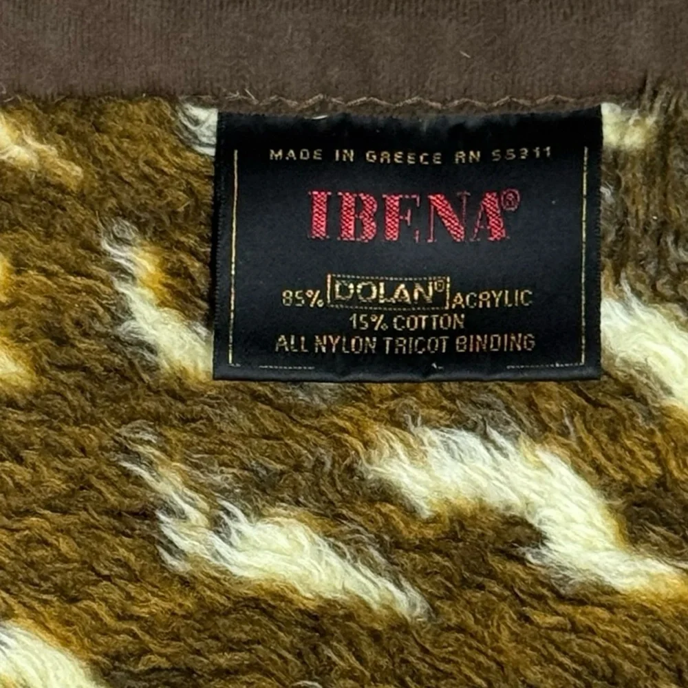 Vtg Ibena Crouching Tiger Reversible Animal Print Dolan Blanket Made In Greece